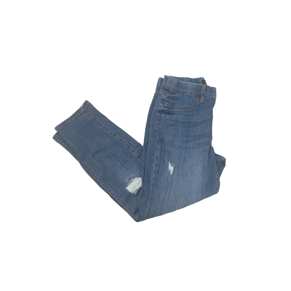 Judy Blue women's boyfriend fit distressed pull on medium wash jeans 7/28